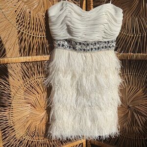 Elegant White Feathered Dress